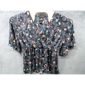 Torrid Disney Princess Top Sz 2 (2X) Cinderella Friends Baby Doll Black Blouse